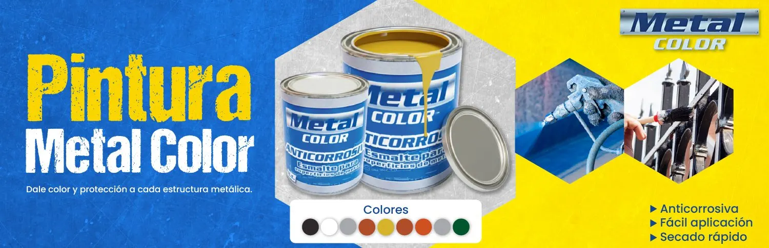 Pintura Metal Color: dale color y protección a cada estructura metálica. Anticorrosiva, fácil aplicación y secado rápido.